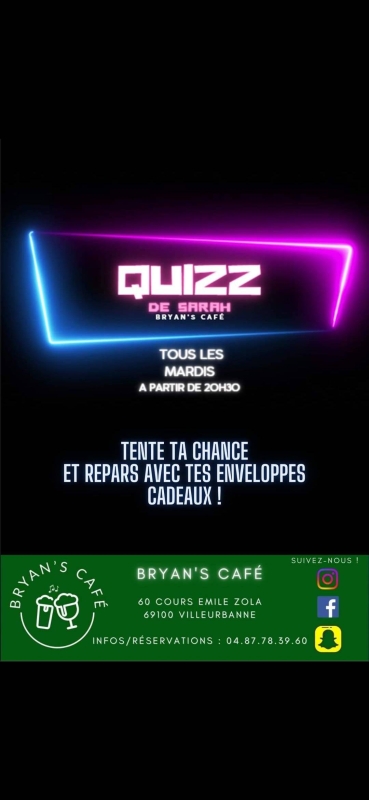 Événements - Bryan's Café - Restaurant Villeurbanne - Bar Villeurbanne